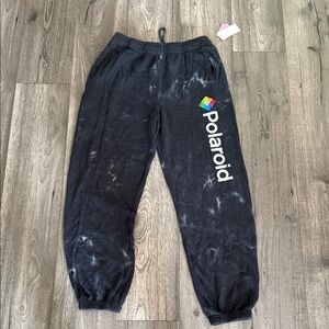 Polaroid Black Tie-Dye Joggers with Logo